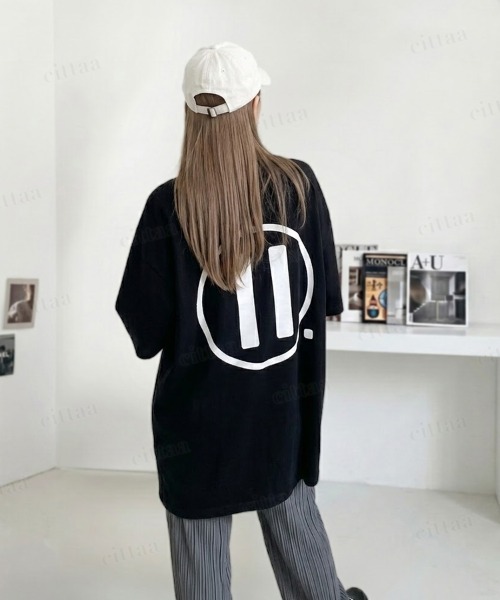 Dalfwin(ダールフィン)の「韓国ファッション PAUSAバックプリント半袖Tシャツ(Tシャツ/カットソー・レディース・ホワイト/ブラック・FREE)」の11枚目の写真