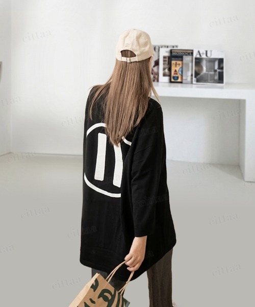Dalfwin(ダールフィン)の「韓国ファッション PAUSAバックプリント半袖Tシャツ(Tシャツ/カットソー・レディース・ホワイト/ブラック・FREE)」の9枚目の写真