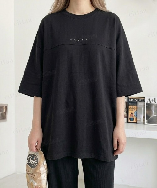 Dalfwin(ダールフィン)の「韓国ファッション PAUSAバックプリント半袖Tシャツ(Tシャツ/カットソー・レディース・ホワイト/ブラック・FREE)」の8枚目の写真
