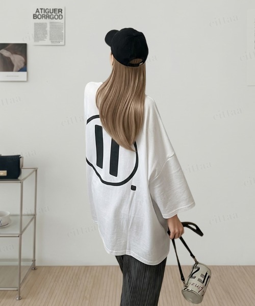 Dalfwin(ダールフィン)の「韓国ファッション PAUSAバックプリント半袖Tシャツ(Tシャツ/カットソー・レディース・ホワイト/ブラック・FREE)」の22枚目の写真