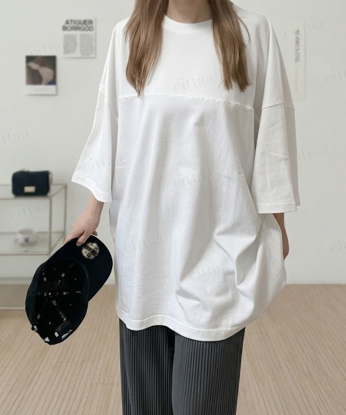 Dalfwin(ダールフィン)の「韓国ファッション PAUSAバックプリント半袖Tシャツ(Tシャツ/カットソー・レディース・ホワイト/ブラック・FREE)」の19枚目の写真
