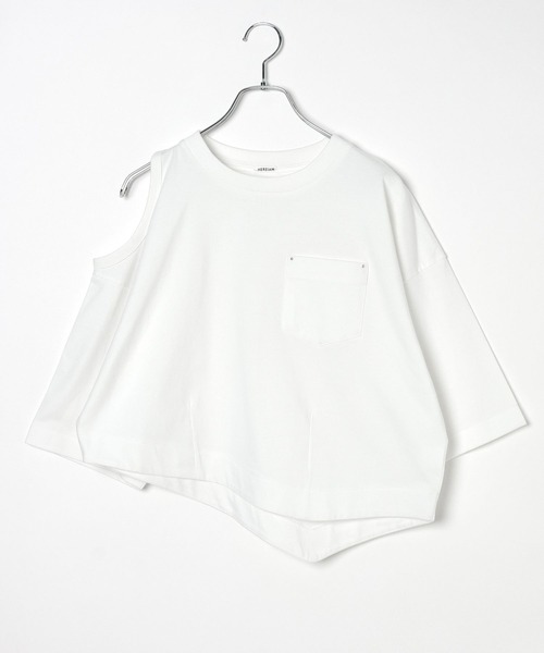 HEREIAM(ヘレイアム)の「【HEREIAM】オープンショルダープルオーバー(Tシャツ/カットソー・レディース・ホワイト/ダークブラウン/ブラック・FREE)」の15枚目の写真