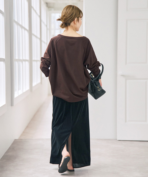 Spick & Span（スピックアンドスパン）の「《WEB限定カラー有り / 追加》ボートネックバックタックプルオーバー（Tシャツ/カットソー・レディース・キャメル/マルチ/ベージュ/ブラウン・FREE）」の20枚目の写真