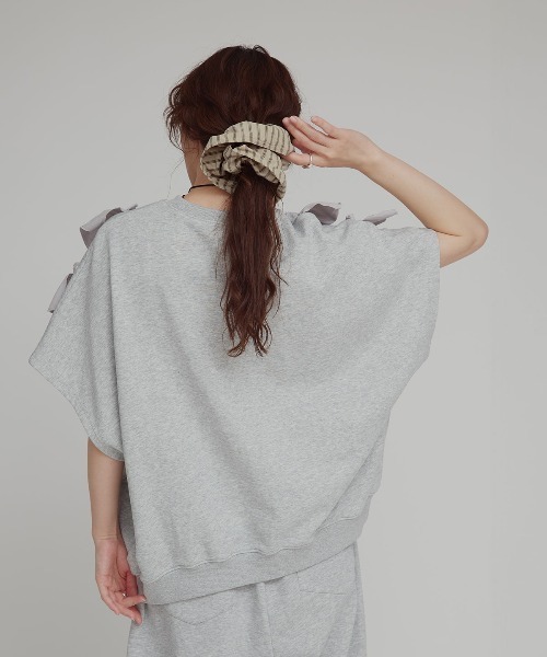 W:Huku(フーク)の「【W:Huku / ブロードストライプ】リボン シュシュ / Broad Stripe Ribbon Scrunchie(シュシュ・レディース・ブラック/ブルー/ブラウン/ベージュ・FREE)」の14枚目の写真