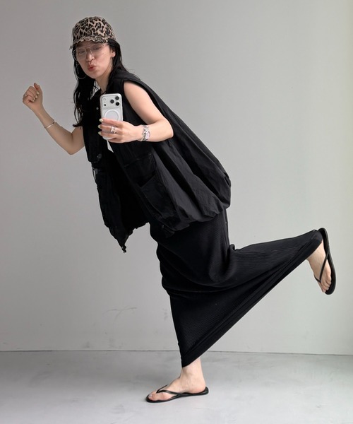 daily daily super stretch pleats cami one piece / デイリーデイリー