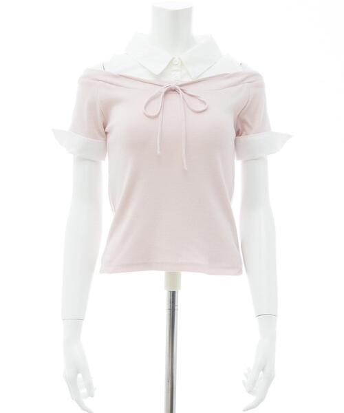 INGNI（イング）の「シャツドッキングオフショルリブトップス（Tシャツ/カットソー・レディース・ブラック系/ブラック×ホワイト/ピンク系7・M）」の21枚目の写真