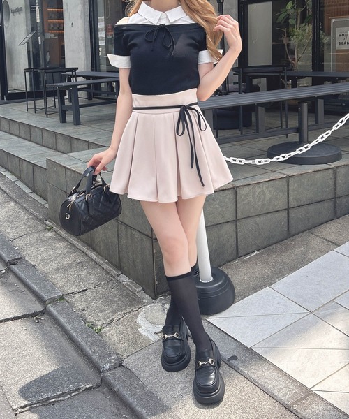 INGNI（イング）の「シャツドッキングオフショルリブトップス（Tシャツ/カットソー・レディース・ブラック系/ブラック×ホワイト/ピンク系7・M）」の8枚目の写真