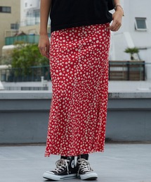 Chick | Small Flower Pattern Fine Pleats Straight Long Skirt / 小花柄 細プリーツ ストレート ロング スカート プリント レトロ レディース 2026年 夏 夏服(スカート)