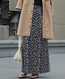 Chick | Small Flower Pattern Fine Pleats Straight Long Skirt / 小花柄 細プリーツ ストレート ロング スカート プリント レトロ レディース 2026年 夏 夏服(スカート)