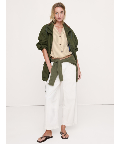 Banana Republic(バナナリパブリック)の「コットン ポプリン バブルヘム シャツ(シャツ/ブラウス・レディース・アイボリー/ブルー・XS/M/S/L)」の3枚目の写真