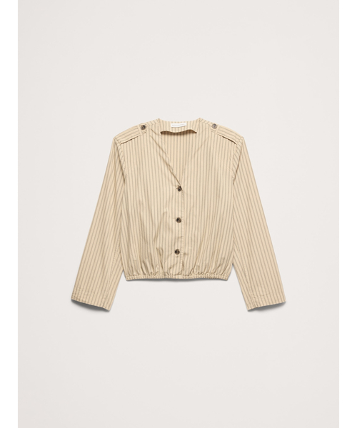 Banana Republic(バナナリパブリック)の「コットン ポプリン バブルヘム シャツ(シャツ/ブラウス・レディース・アイボリー/ブルー・XS/M/S/L)」の6枚目の写真