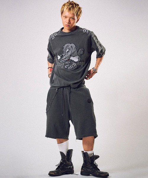 GALFY（ガルフィー）の「【GALFY/ガルフィー】闇に還りしショーパン（スウェットパンツ・メンズ・ホワイト/ライトグレー/スミクロ・L/M/XL）」の15枚目の写真