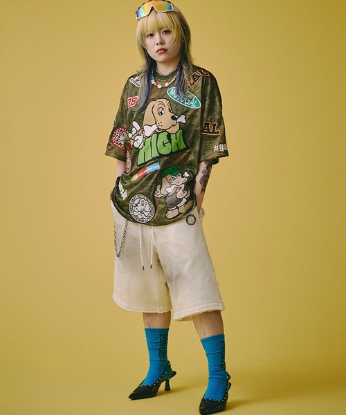GALFY（ガルフィー）の「【GALFY/ガルフィー】闇に還りしショーパン（スウェットパンツ・メンズ・ホワイト/ライトグレー/スミクロ・L/M/XL）」の14枚目の写真