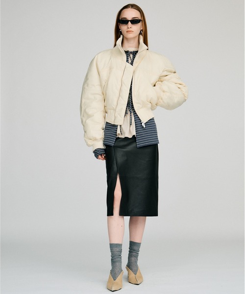 PRANK PROJECT(プランクプロジェクト)の「【2026Autumn Pre-Order】シープスキンレザースリットスカート / Sheepskin Leather Slit Skirt(スカート・レディース・ブラウン/ブラック・38/36)」の4枚目の写真