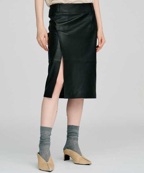 PRANK PROJECT(プランクプロジェクト)の「【2026Autumn Pre-Order】シープスキンレザースリットスカート / Sheepskin Leather Slit Skirt(スカート・レディース・ブラウン/ブラック・38/36)」の10枚目の写真