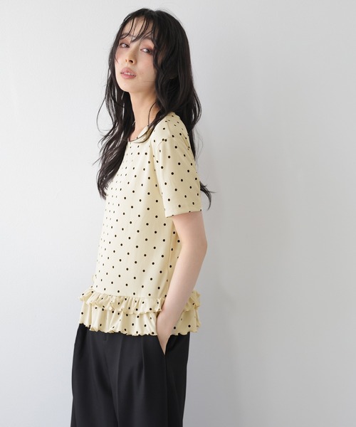 SUGAR BISKET(シュガービスケット)の「ドットフリルTシャツ(Tシャツ/カットソー・レディース・ホワイト/ベージュ/ブラック・フリー)」の11枚目の写真