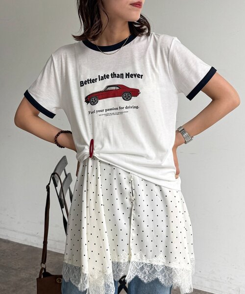 CPCM(シーピーシーエム)の「スラブリンガー半袖T(Tシャツ/カットソー・レディース・ホワイト/ネイビー/オレンジ/グレー・FREE)」の5枚目の写真