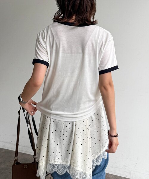 CPCM(シーピーシーエム)の「スラブリンガー半袖T(Tシャツ/カットソー・レディース・ホワイト/ネイビー/オレンジ/グレー・FREE)」の7枚目の写真
