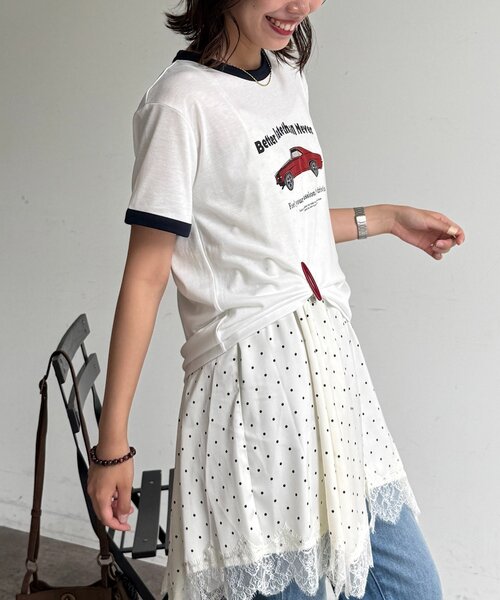 CPCM(シーピーシーエム)の「スラブリンガー半袖T(Tシャツ/カットソー・レディース・ホワイト/ネイビー/オレンジ/グレー・FREE)」の8枚目の写真
