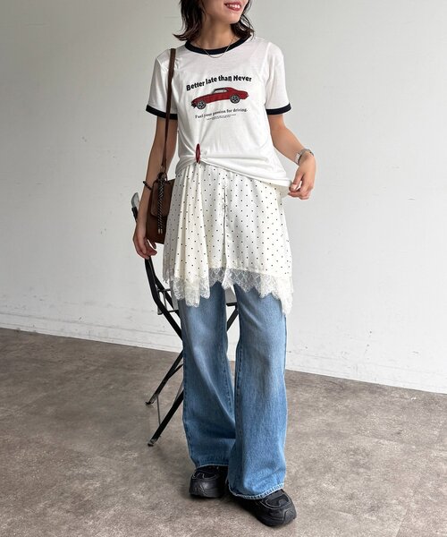 CPCM(シーピーシーエム)の「スラブリンガー半袖T(Tシャツ/カットソー・レディース・ホワイト/ネイビー/オレンジ/グレー・FREE)」の9枚目の写真