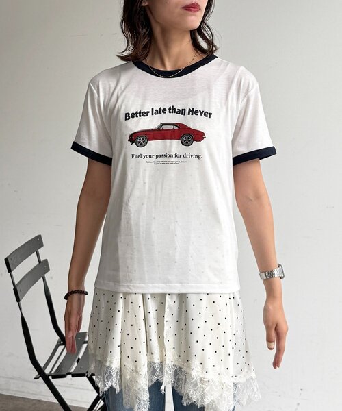 CPCM(シーピーシーエム)の「スラブリンガー半袖T(Tシャツ/カットソー・レディース・ホワイト/ネイビー/オレンジ/グレー・FREE)」の22枚目の写真