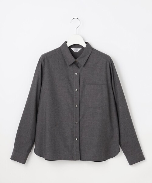 J.PRESS Ladies(J.プレス レディス)の「Pe キュプラ Light ツイル ピーチ ウールライク シャツ(シャツ/ブラウス・レディース・ブラウン系/グレー系・XS)」の7枚目の写真