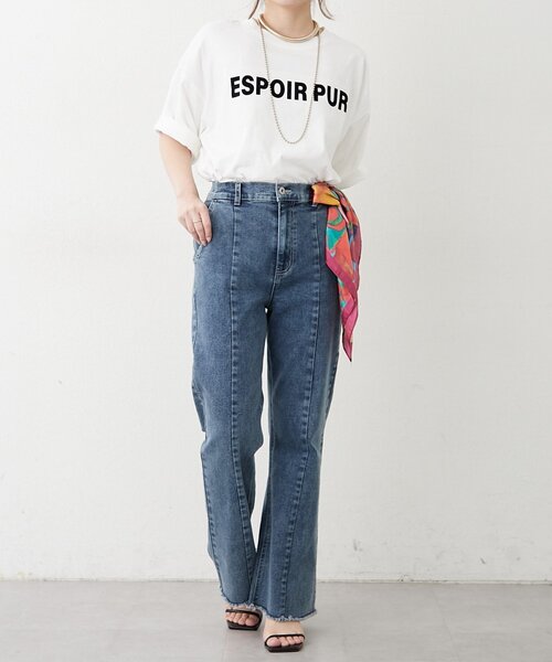 Remind me and forever(リマインドミーアンドフォーエバー)の「アソートロゴBIGTシャツ(Tシャツ/カットソー・レディース・オフホワイト/チャコールグレー/ブラウン/グレイッシュベージュ・FREE)」の5枚目の写真