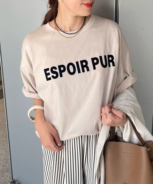 Remind me and forever(リマインドミーアンドフォーエバー)の「アソートロゴBIGTシャツ(Tシャツ/カットソー・レディース・オフホワイト/チャコールグレー/ブラウン/グレイッシュベージュ・FREE)」の4枚目の写真