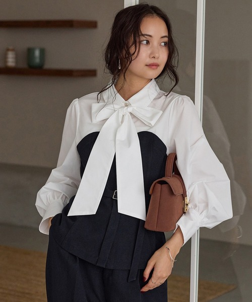 VIS(ビス)の「美easyウーリッシュドッキングシャツ/セットアップ対応(シャツ/ブラウス・レディース・グリーン系その他2/ネイビー/ダークブラウン・FREE)」の1枚目の写真