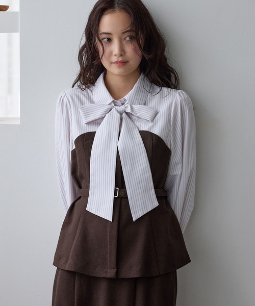 VIS(ビス)の「美easyウーリッシュドッキングシャツ/セットアップ対応(シャツ/ブラウス・レディース・グリーン系その他2/ネイビー/ダークブラウン・FREE)」の20枚目の写真