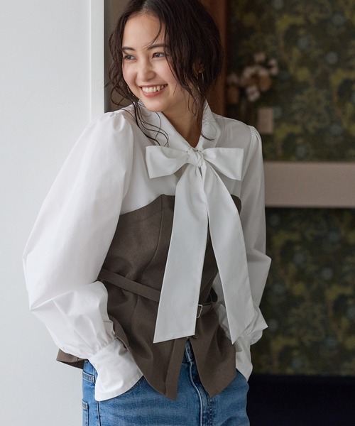 VIS(ビス)の「美easyウーリッシュドッキングシャツ/セットアップ対応(シャツ/ブラウス・レディース・グリーン系その他2/ネイビー/ダークブラウン・FREE)」の16枚目の写真