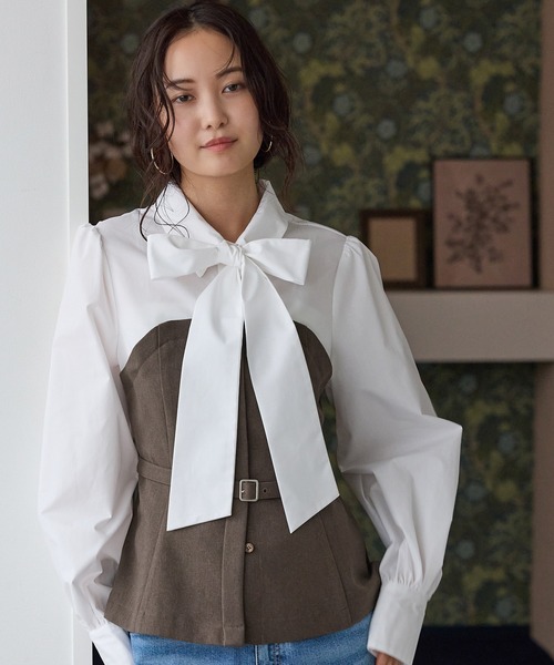 VIS(ビス)の「美easyウーリッシュドッキングシャツ/セットアップ対応(シャツ/ブラウス・レディース・グリーン系その他2/ネイビー/ダークブラウン・FREE)」の18枚目の写真