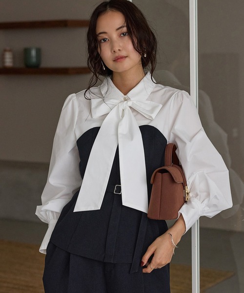 VIS(ビス)の「美easyウーリッシュドッキングシャツ/セットアップ対応(シャツ/ブラウス・レディース・グリーン系その他2/ネイビー/ダークブラウン・FREE)」の5枚目の写真