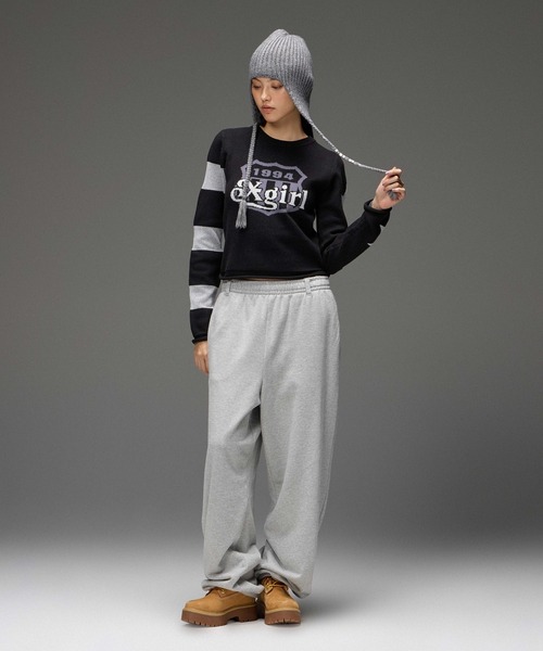 X-girl（エックスガール）の「EMBROIDERED POCKET VOLUME SWEATPANTS（スウェットパンツ・レディース・アッシュ/ブラック・S/M）」の9枚目の写真