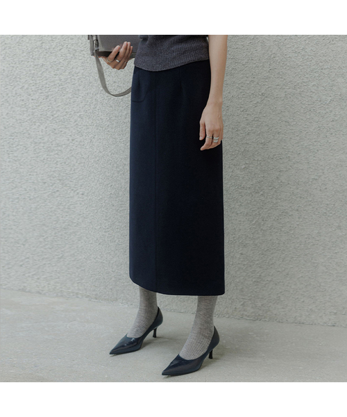 MEMUA(メムア)の「シエロウールミディスカート(スカート・レディース・ベージュ/ダークネイビー/チャコール・LARGE/MEDIUM/SMALL)」の3枚目の写真