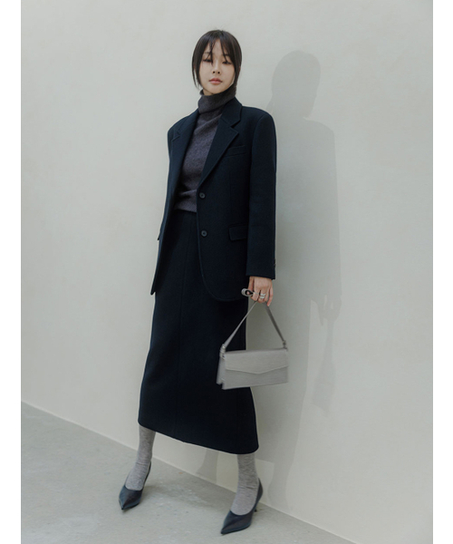 MEMUA(メムア)の「シエロウールミディスカート(スカート・レディース・ベージュ/ダークネイビー/チャコール・LARGE/MEDIUM/SMALL)」の6枚目の写真