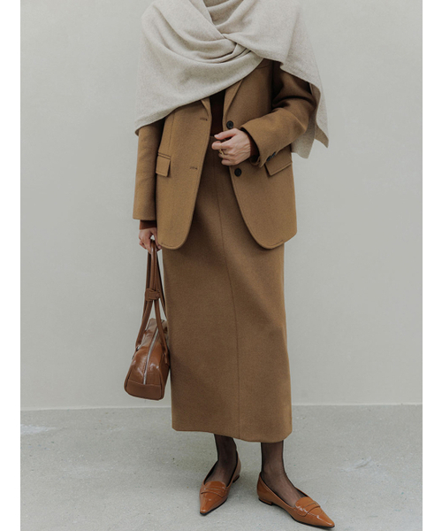 MEMUA(メムア)の「シエロウールミディスカート(スカート・レディース・ベージュ/ダークネイビー/チャコール・LARGE/MEDIUM/SMALL)」の5枚目の写真