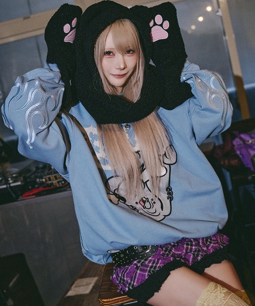 GALFY（ガルフィー）の「【GALFY/ガルフィー】二代目ファイヤーピカピカスウェット（スウェット・メンズ・ホワイト/ブラック/ブルーグレー・M/L/XL）」の3枚目の写真