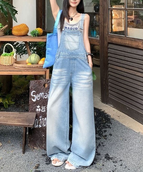 FAVORITO（ファヴォリート）の「デニムリラックスサロペット（つなぎ/オールインワン・レディース・ブルー・S/M/L/XL）」の11枚目の写真