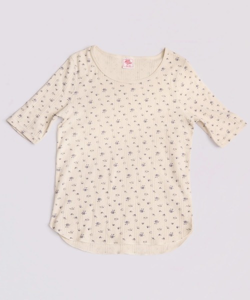 JEMORGAN（ジェーイーモーガン）の「針抜きフライスフラワー柄　ハーフスリーブクルーＴ（パック入）（Tシャツ/カットソー・レディース・ネイビー/ブルー/レッド/ブラック・FREE）」の2枚目の写真
