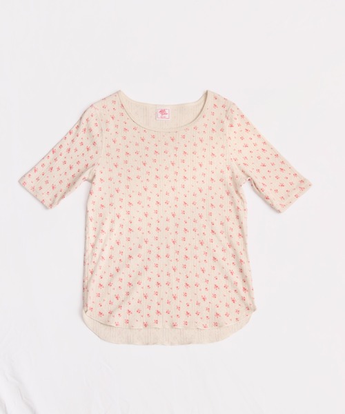 JEMORGAN（ジェーイーモーガン）の「針抜きフライスフラワー柄　ハーフスリーブクルーＴ（パック入）（Tシャツ/カットソー・レディース・ネイビー/ブルー/レッド/ブラック・FREE）」の4枚目の写真