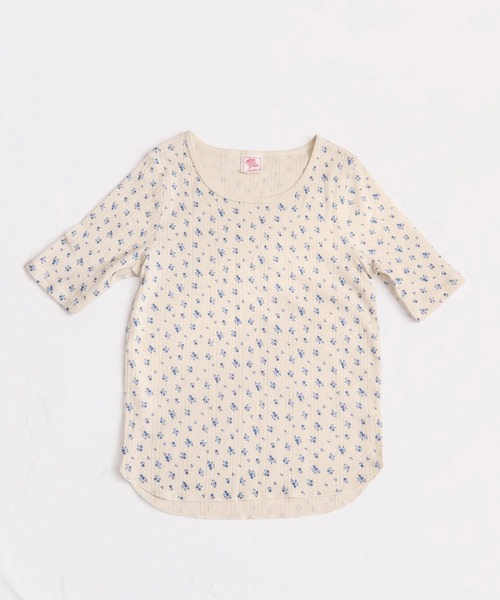 JEMORGAN（ジェーイーモーガン）の「針抜きフライスフラワー柄　ハーフスリーブクルーＴ（パック入）（Tシャツ/カットソー・レディース・ネイビー/ブルー/レッド/ブラック・FREE）」の3枚目の写真