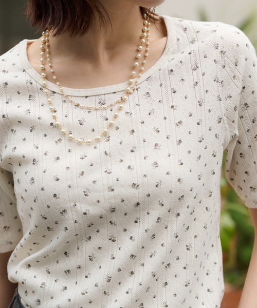 JEMORGAN（ジェーイーモーガン）の「針抜きフライスフラワー柄　ハーフスリーブクルーＴ（パック入）（Tシャツ/カットソー・レディース・ネイビー/ブルー/レッド/ブラック・FREE）」の11枚目の写真