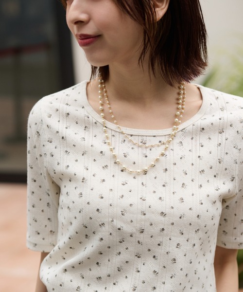 JEMORGAN（ジェーイーモーガン）の「針抜きフライスフラワー柄　ハーフスリーブクルーＴ（パック入）（Tシャツ/カットソー・レディース・ネイビー/ブルー/レッド/ブラック・FREE）」の12枚目の写真