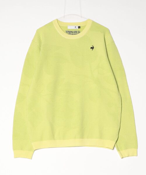le coq sportif GOLF（ルコックスポルティフゴルフ）の「ルコックゴルフ　リーフ柄ジャカード長袖クルーネックセーター（ニット/セーター・メンズ・ブラック/ライトイエロー/ベージュ・XXL/L/XL/M）」の3枚目の写真