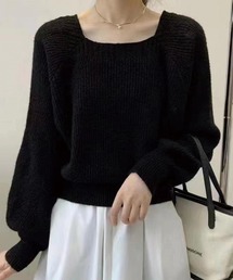 ボックスネック ロングスリーブ ニット