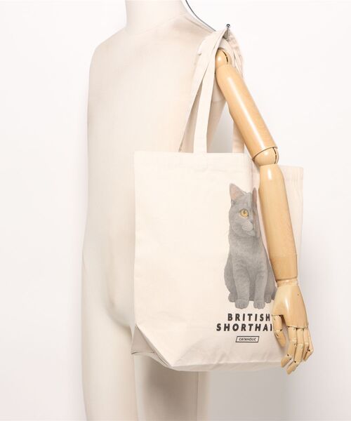 Moftique(モフティック)の「Moftique(モフティック) トートバッグ キャンバス マチ有 ブリティッシュショートヘアー 猫 プリント Lサイズ ユニセックス(トートバッグ・レディース・ナチュラル・FREE)」の6枚目の写真