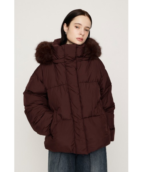SLY(スライ)の「【AW PRE ORDER 第2弾】FUR HOODIE PUFFER JK ファーフーディーパファージャケット 秋服 冬服 ファー/フード取り外し可能◎ スタンドネック ハイネック(ブルゾン・レディース・ブラック/ブラウン/カーキ/アイボリー・FREE)」の3枚目の写真