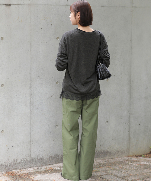 JOURNAL STANDARD relume（ジャーナルスタンダード　レリューム）の「［2枚セット］3WAYレースヘムレイヤードプルオーバー（ニット/セーター・レディース・チャコールグレー/ベージュ/グレー・FREE）」の6枚目の写真