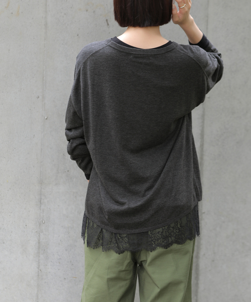 JOURNAL STANDARD relume（ジャーナルスタンダード　レリューム）の「［2枚セット］3WAYレースヘムレイヤードプルオーバー（ニット/セーター・レディース・チャコールグレー/ベージュ/グレー・FREE）」の11枚目の写真